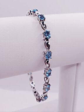 5 Carat Genuine Blue Topaz 925 Sterling Silver Bracelet